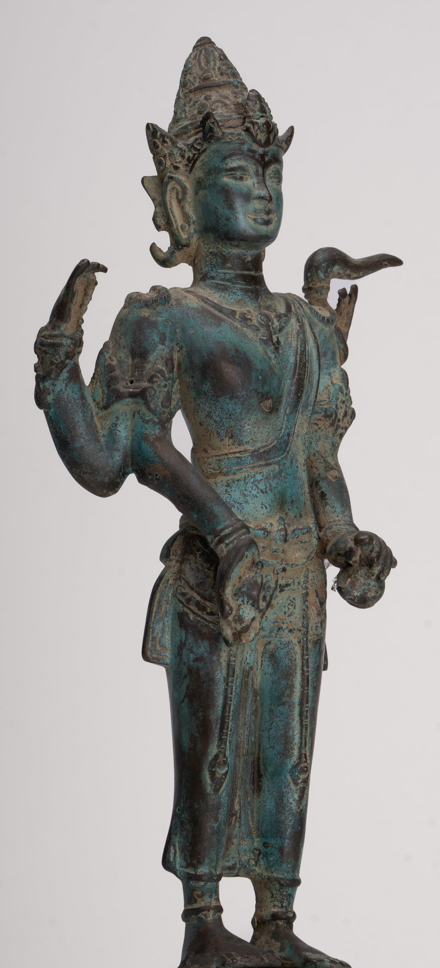 Vishnu - Antique Indonesian Style Majapahit Java Standing Bronze Vishnu Statue - 39cm/16"
