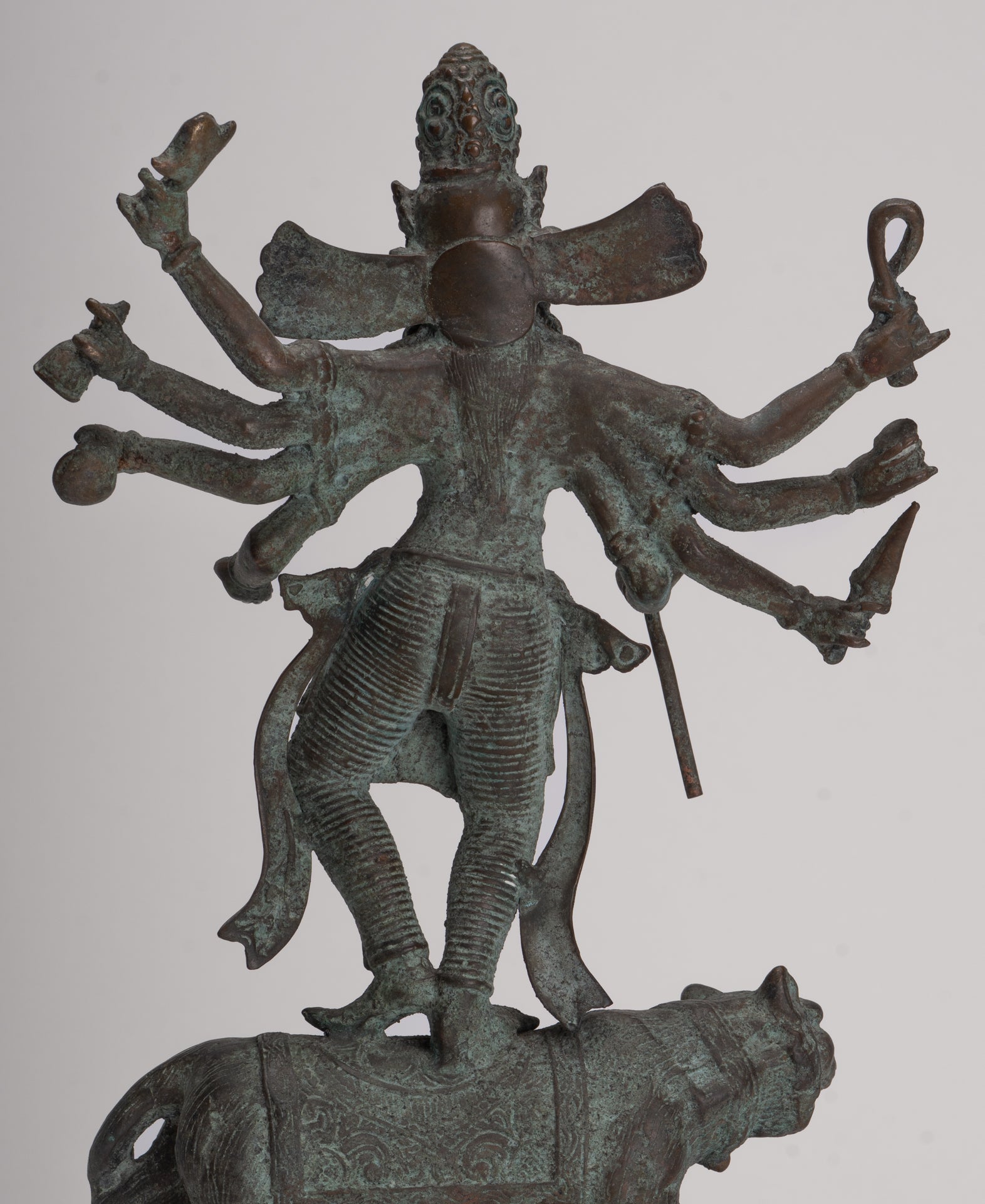 Antique Javanese Style Majapahit Simhavahini Durga Statue - 37cm/15"