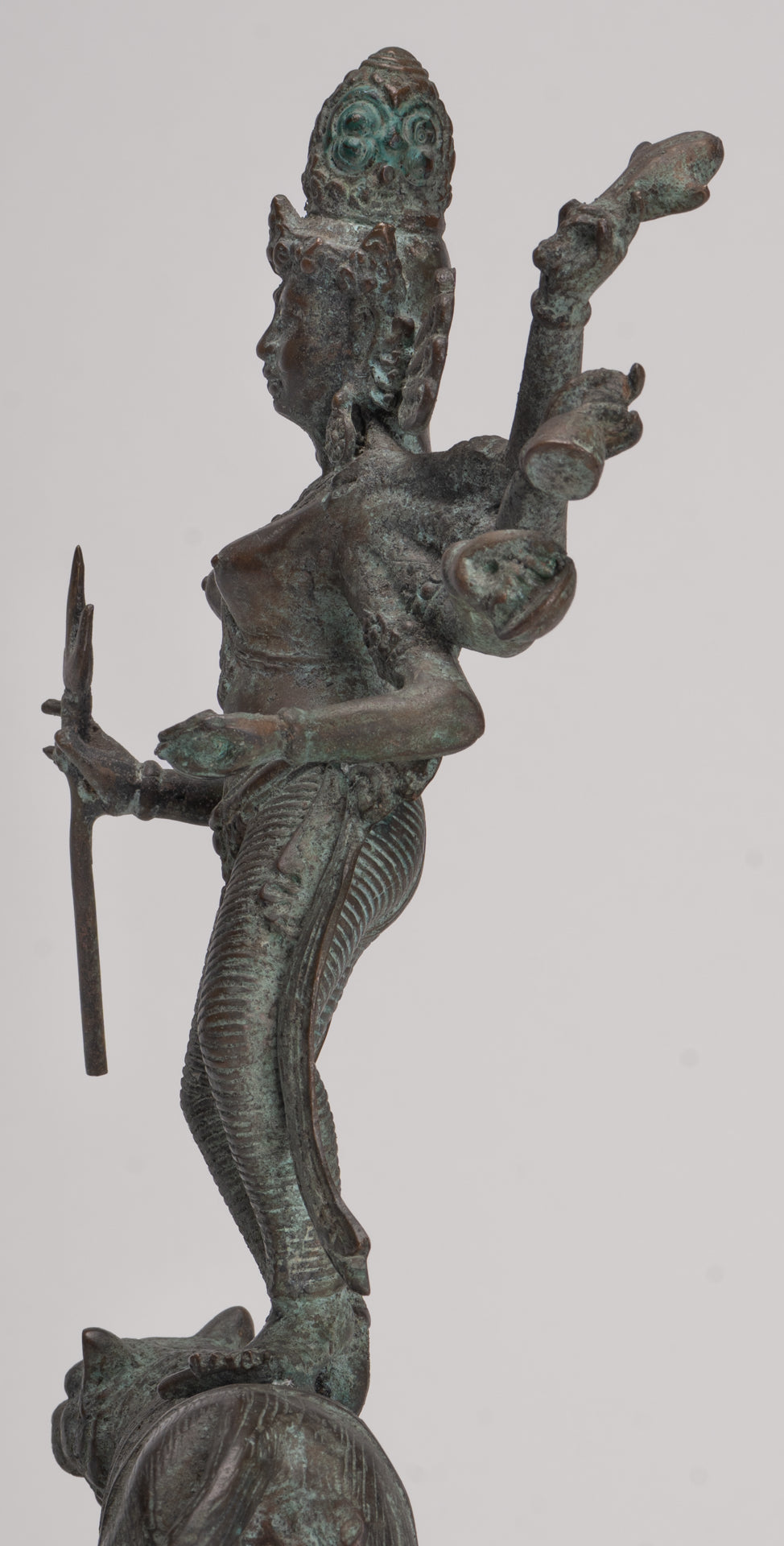 Antique Javanese Style Majapahit Simhavahini Durga Statue - 37cm/15"