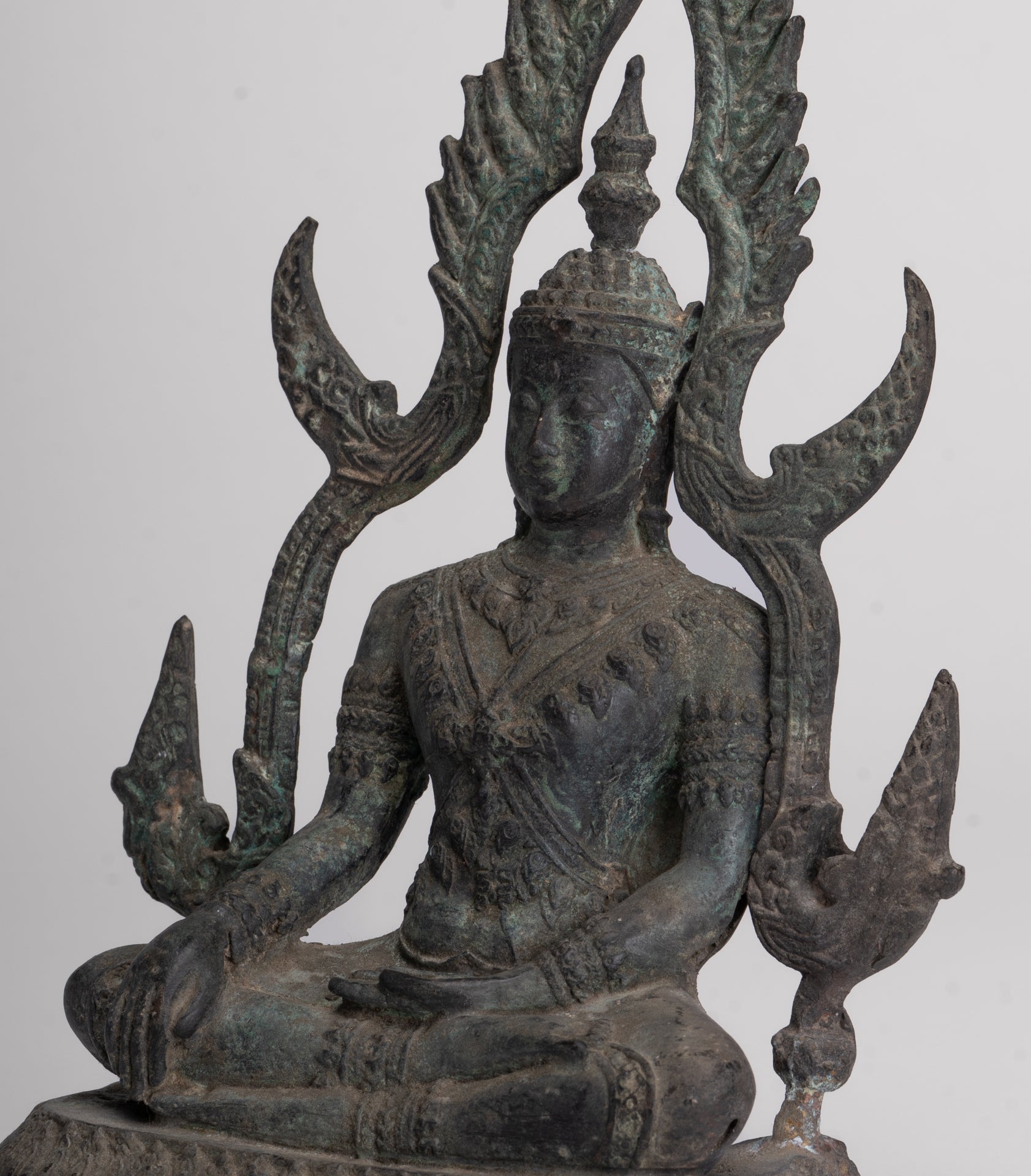 Antique Thai Style Bronze Phitsanulok Chinnarat Buddha Statue - 27cm/11"