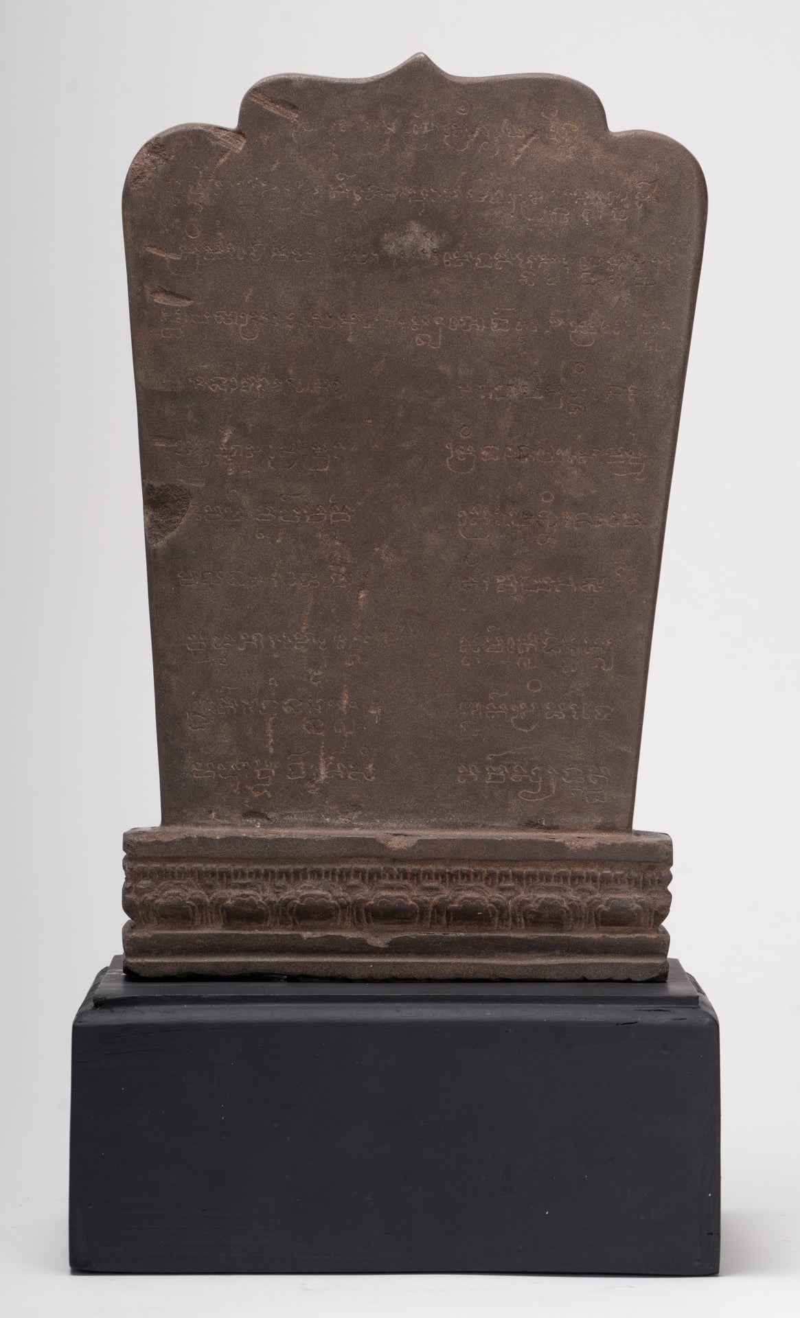Antique Bayon Style Mounted Stone Stele Vishnu Statue - 42cm/17"