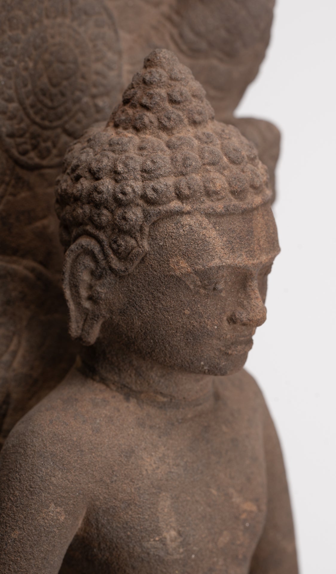 Buddha Statue - Antique Dvaravati Style Thai Stone Naga Meditation Buddha - 58cm/23"