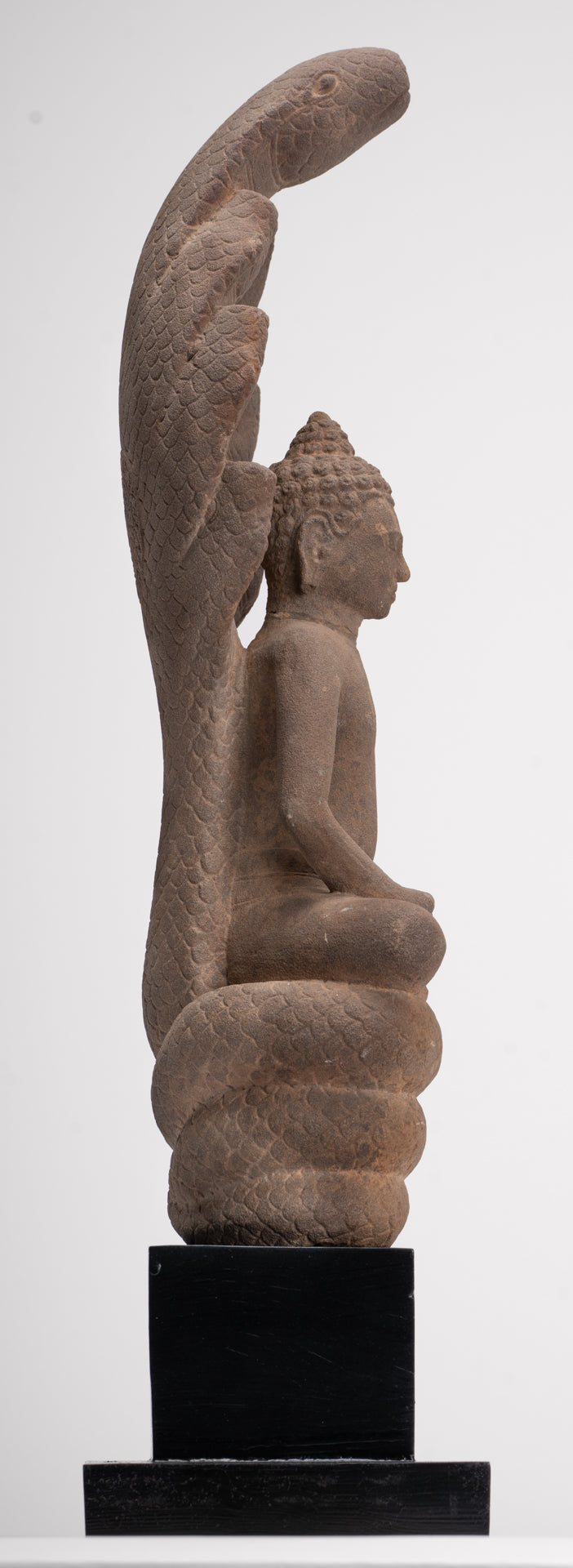 Buddha Statue - Antique Dvaravati Style Thai Stone Naga Meditation Buddha - 58cm/23"