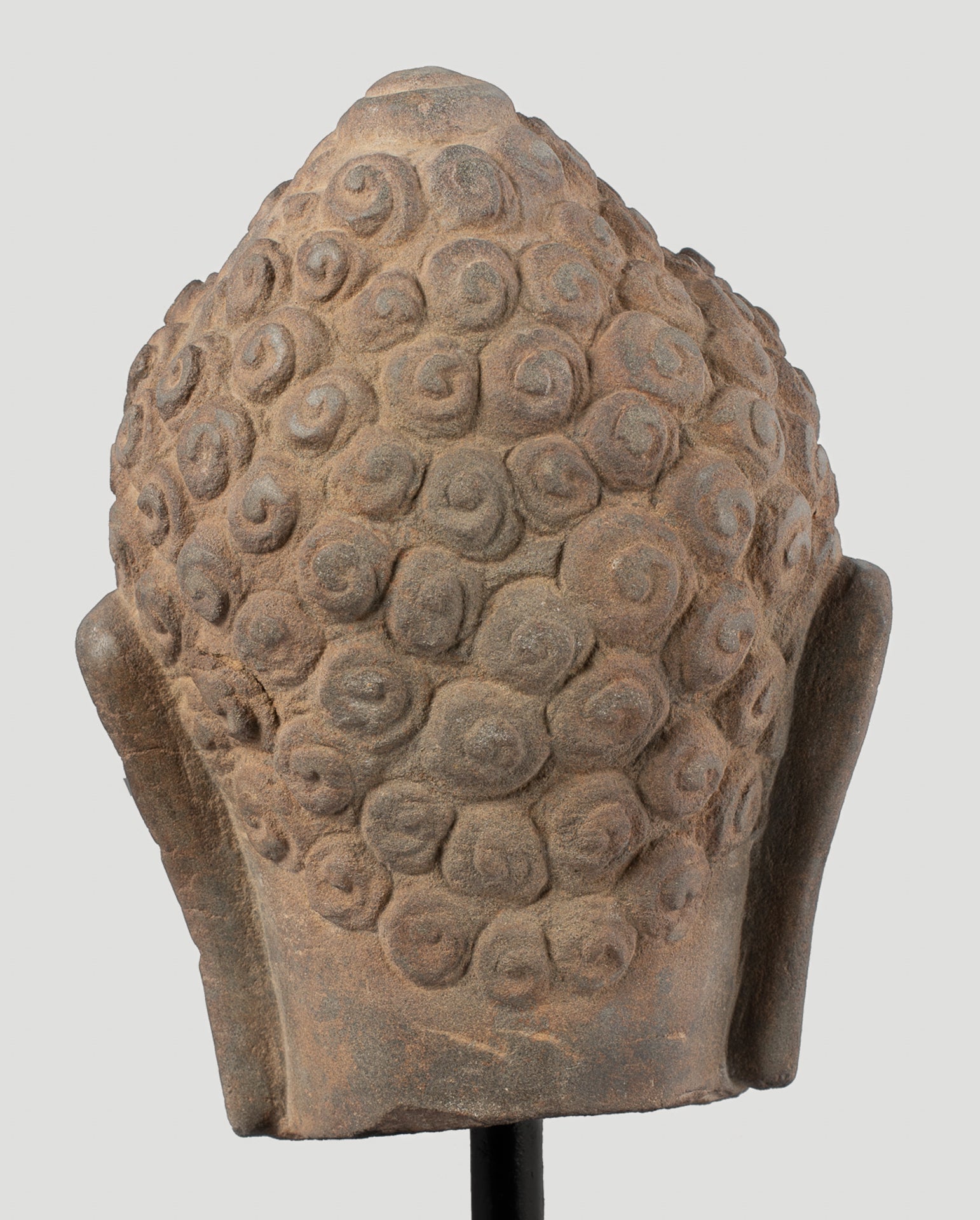 Buddha Statue - Antique Dvaravati Style Thai Stone Buddha Head Statue - 27cm/11"