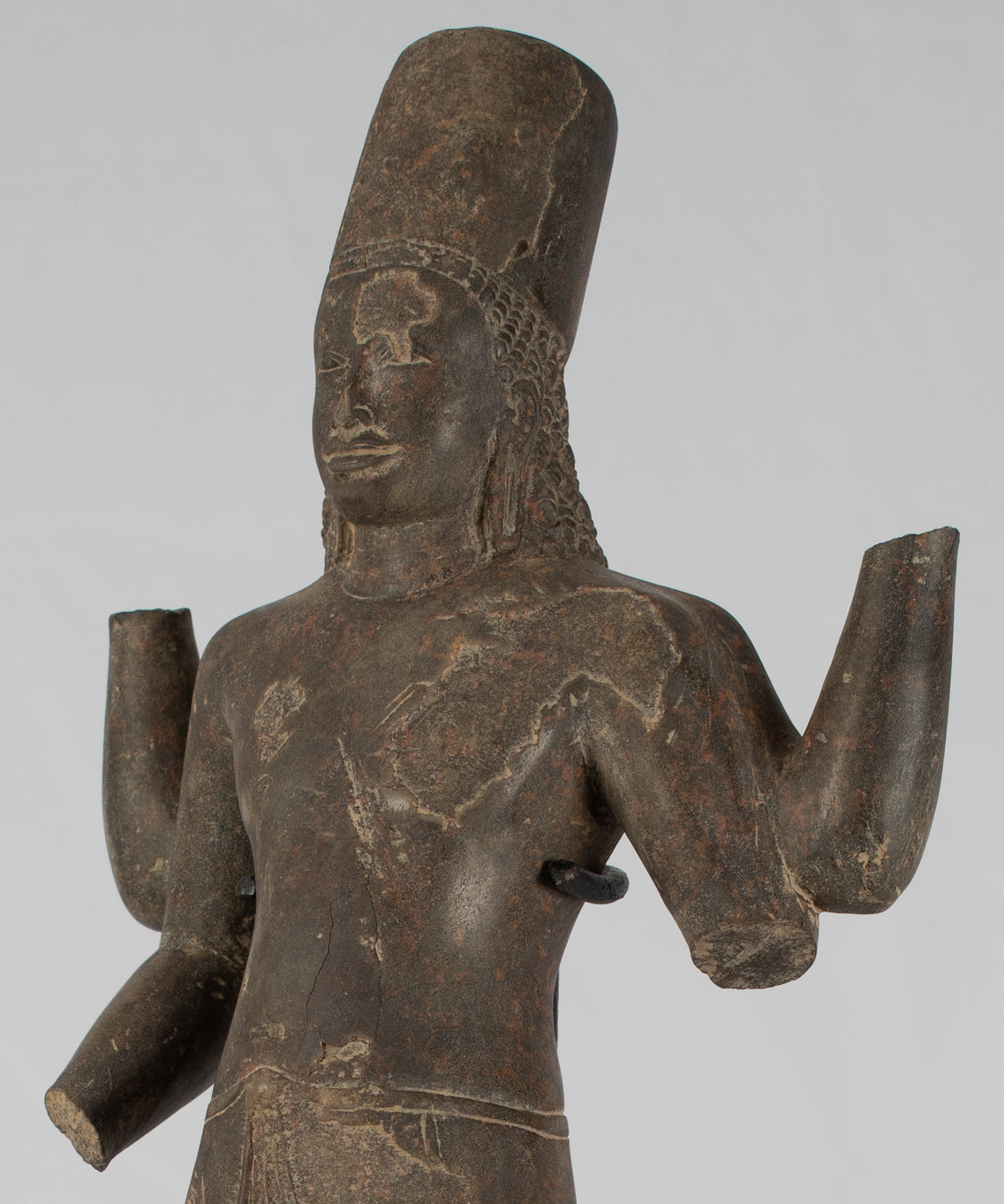 Vishnu-Statue – antiker Khmer-Sandstein-Vishnu-Torso im Phnom-Da-Stil – 43 cm/17 Zoll