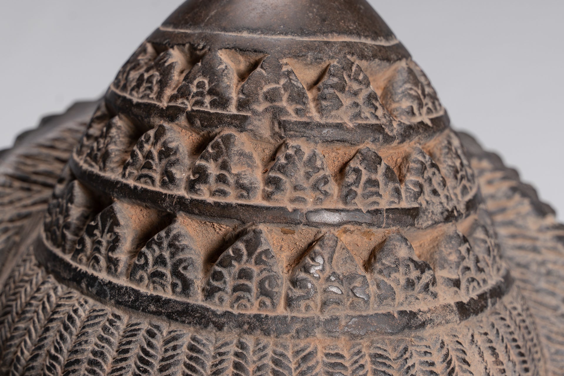 Vishnu Statue - Antique Banteay Srei Style Stone Mounted Khmer Vishnu Head - 44cm / 18"