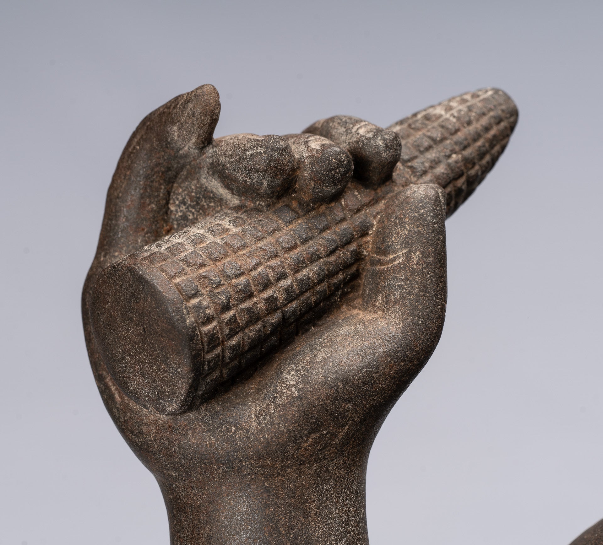 Antique Khmer Style Stone Koh Ker Seated Bodhisattva Avalokitesvara Statue-62cm/25 "