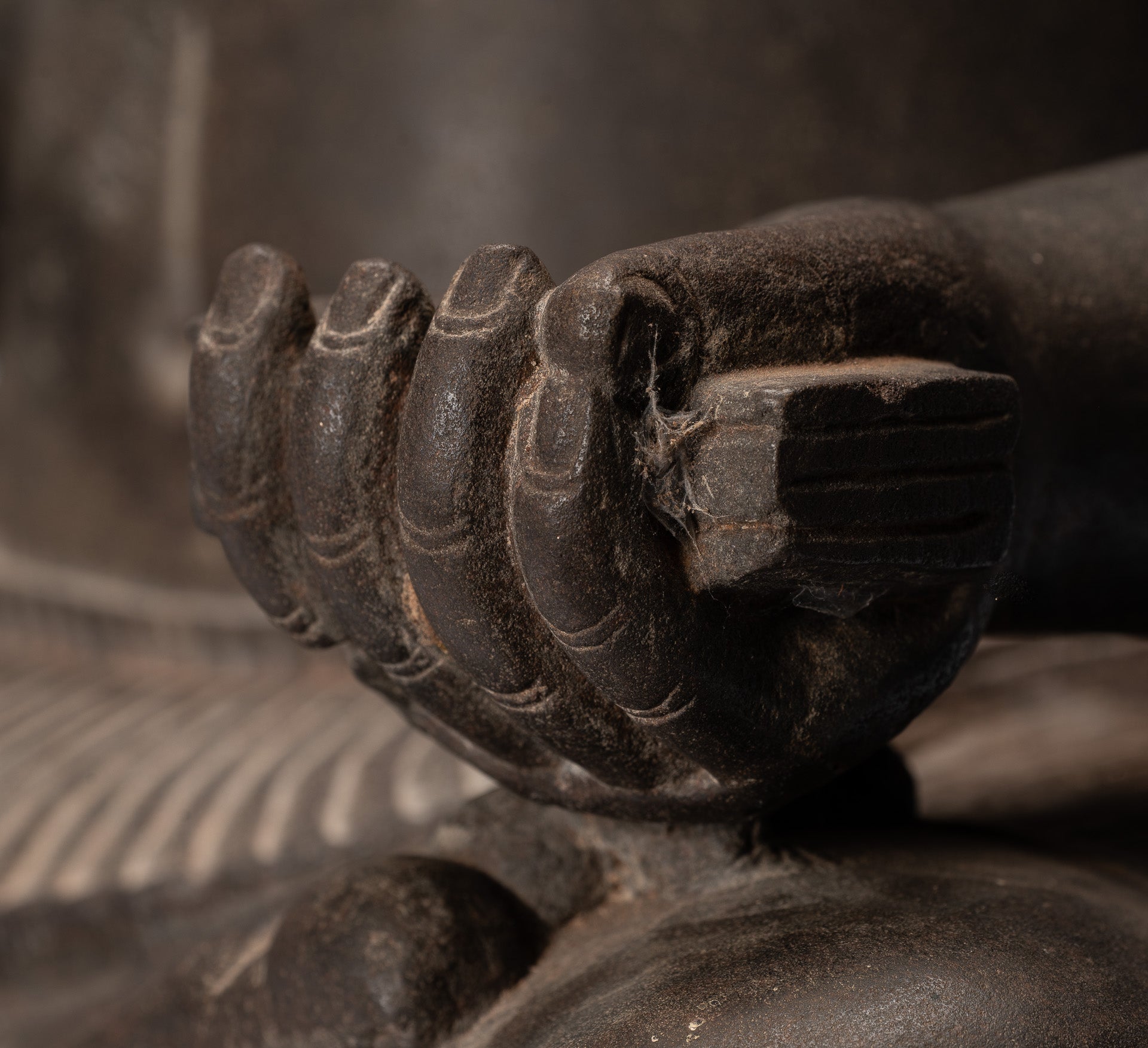 Antique Khmer Style Stone Koh Ker Seated Bodhisattva Avalokitesvara Statue-62cm/25 "