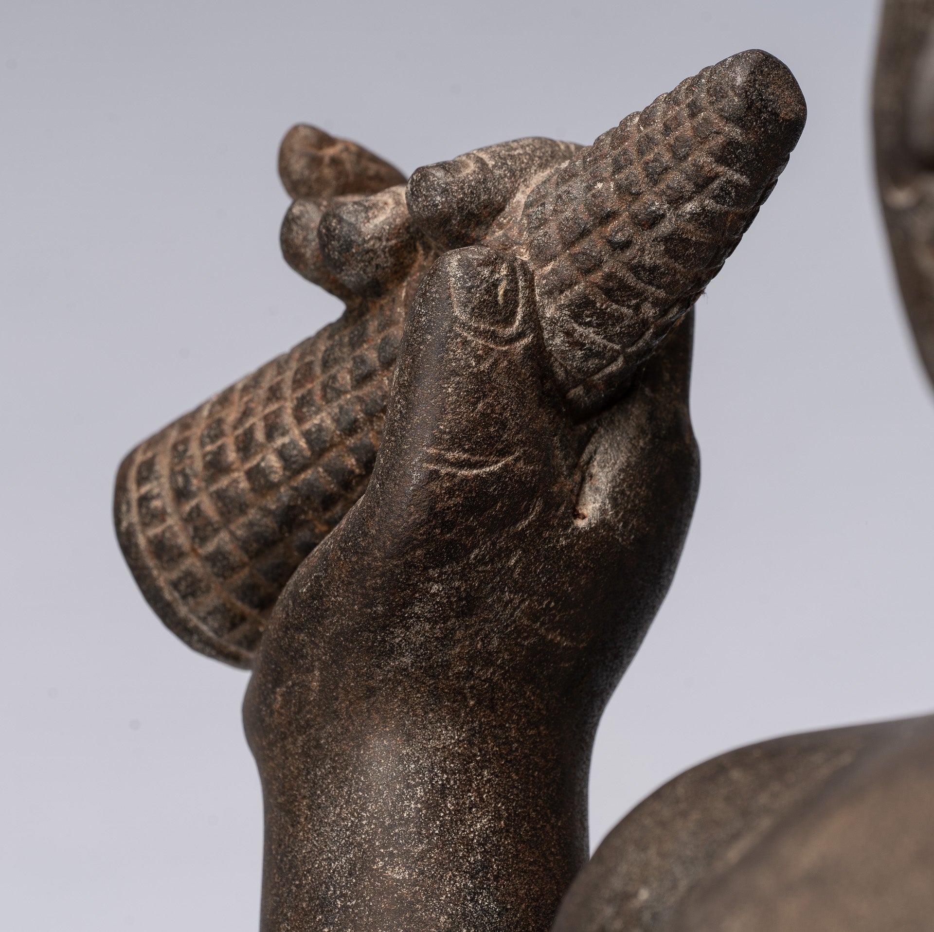 Antique Khmer Style Stone Koh Ker Seated Bodhisattva Avalokitesvara Statue-62cm/25 "