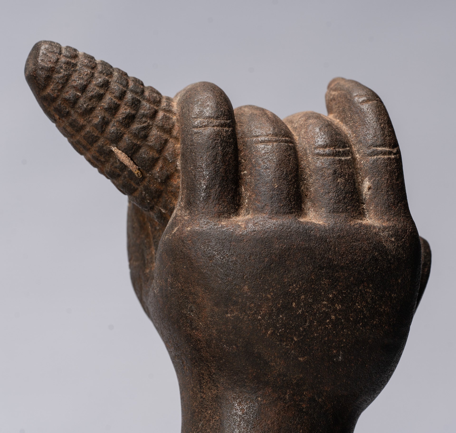 Antique Khmer Style Stone Koh Ker Seated Bodhisattva Avalokitesvara Statue-62cm/25 "