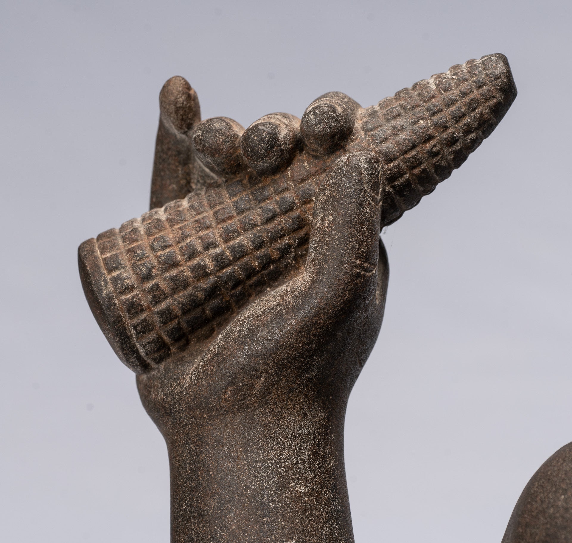 Antique Khmer Style Stone Koh Ker Seated Bodhisattva Avalokitesvara Statue-62cm/25 "