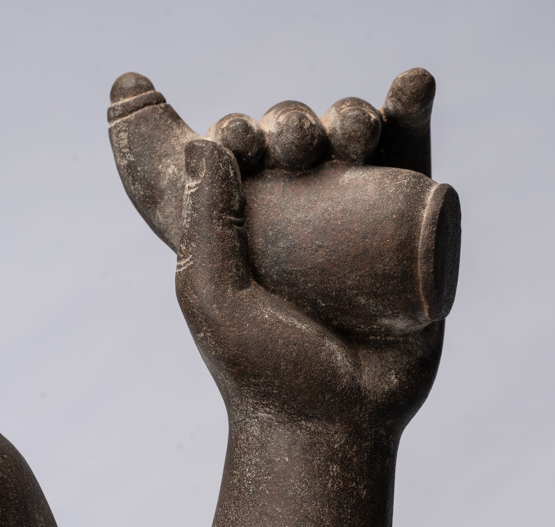 Antique Khmer Style Stone Koh Ker Seated Bodhisattva Avalokitesvara Statue-62cm/25 "