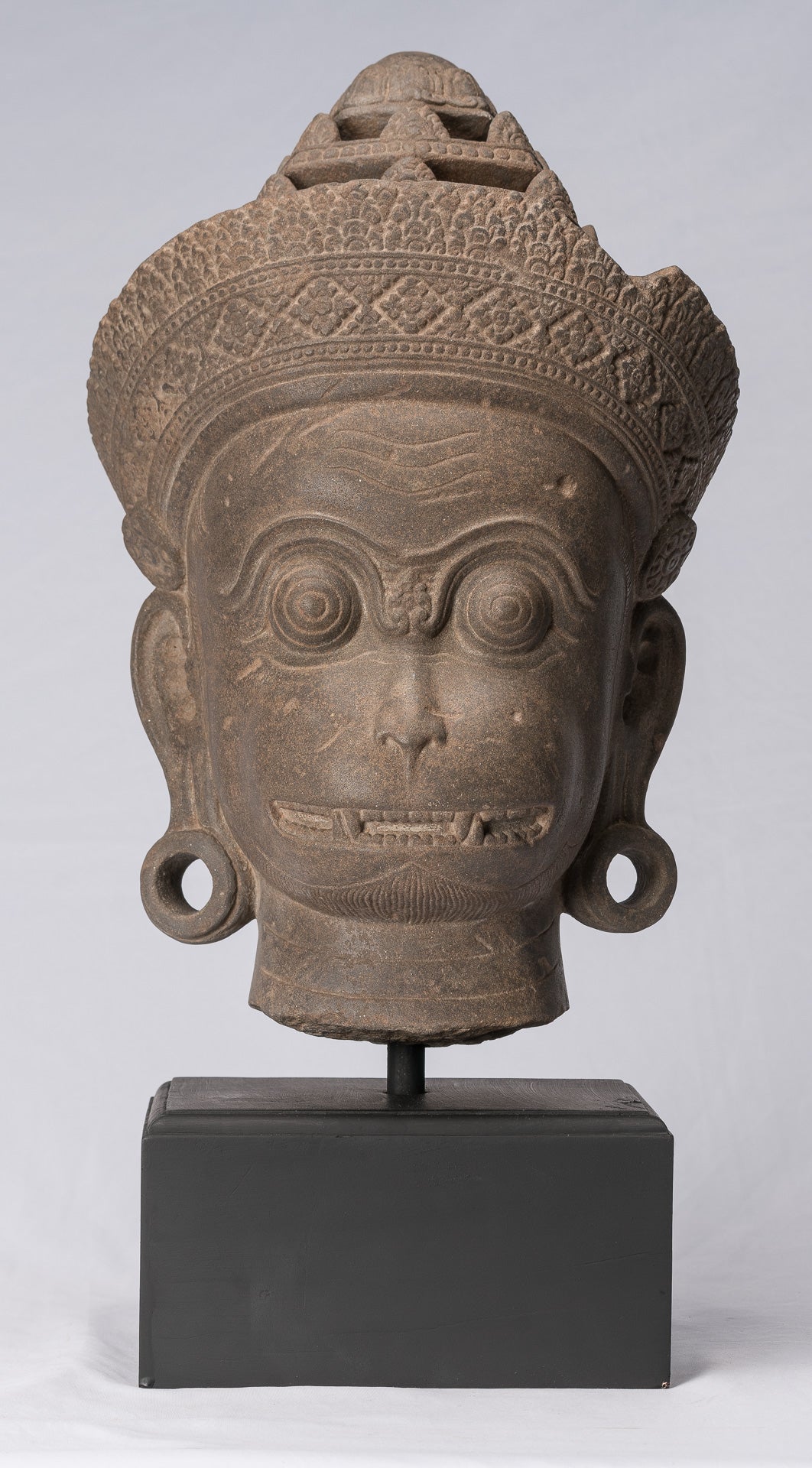 Antique JMER Style Stone Banteay Srei Hindu God Statue Hanuman - 56cm/22 "de alto