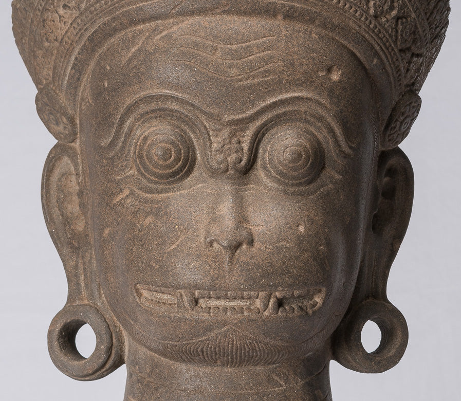 Antique JMER Style Stone Banteay Srei Hindu God Statue Hanuman - 56cm/22 "de alto