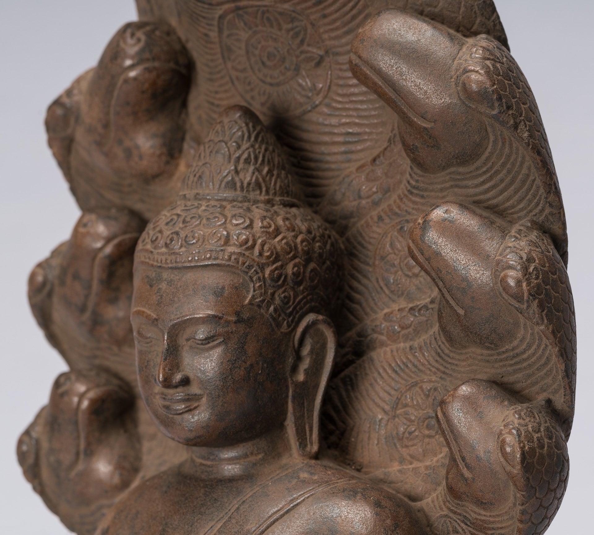 Statue di Buddha - Antique Angkor Wat Style Khmer Stone seduto Meditazione Naga Buddha - 56 cm/22 "