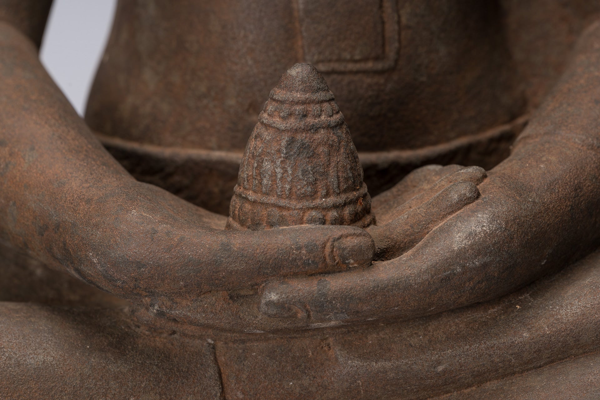 Buddha Statue - Antique Bayon Style Khmer Stone Seated Naga Meditation Buddha - 67cm/27"