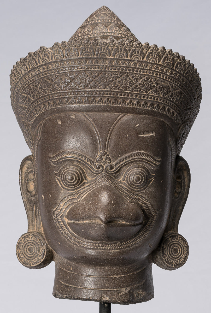 Garuda Statue - Antique Banteay Srei Style Stone Khmer Garuda Vishnu Statue - 56cm/22"