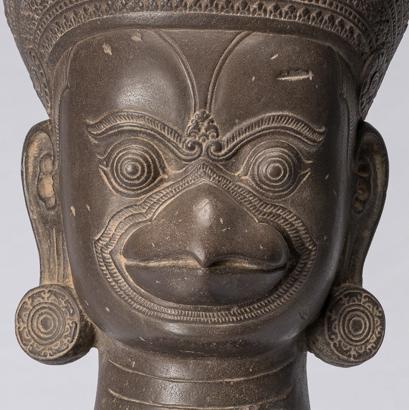 Garuda Statue - Antique Banteay Srei Style Stone Khmer Garuda Vishnu Statue - 56cm/22"