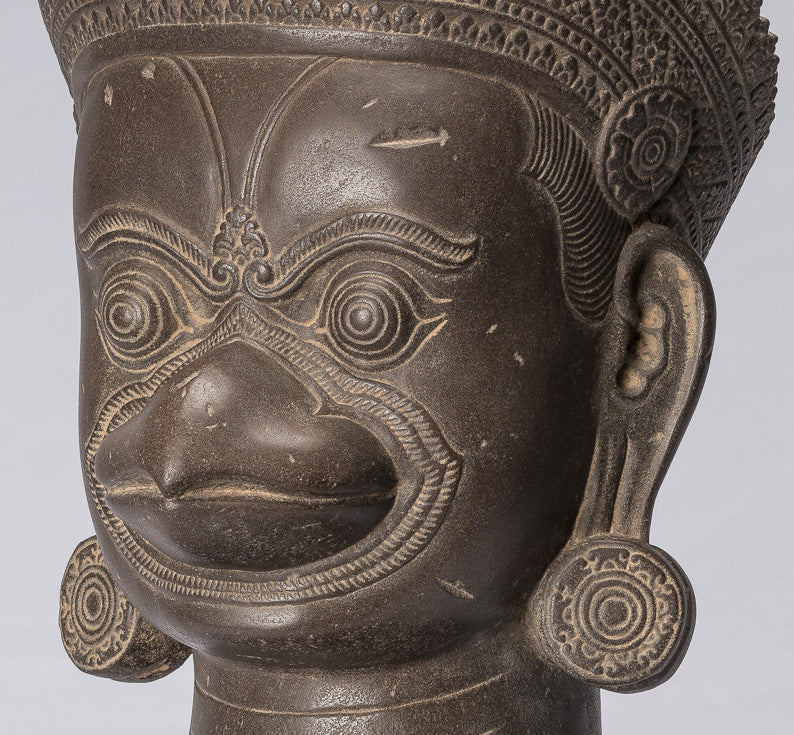 Garuda Statue - Antique Banteay Srei Style Stone Khmer Garuda Vishnu Statue - 56cm/22"