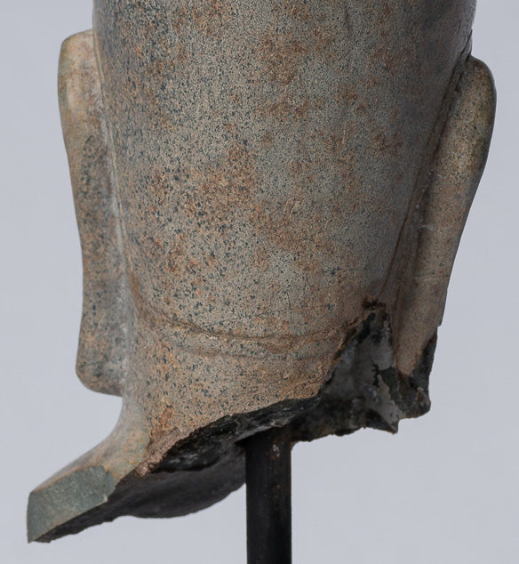 Antique Phnom Da Style Khmer Vishnu Head - Protettore e Conserver - 28 cm/11 "