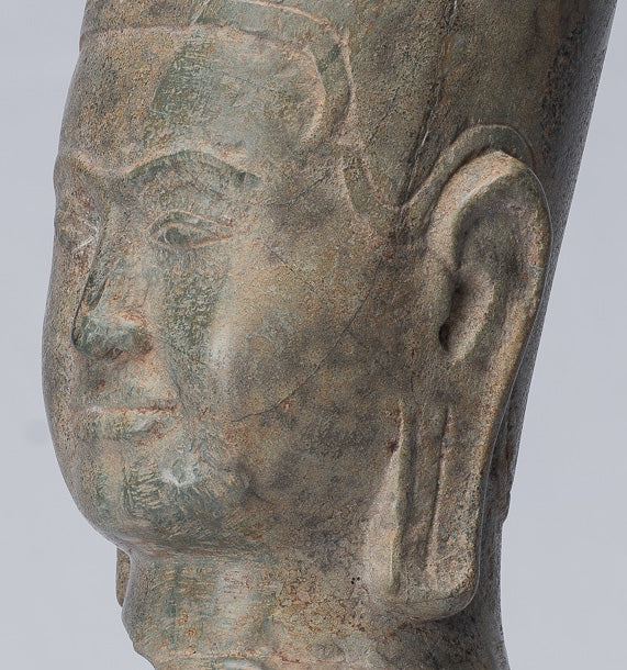 Antique Phnom Da Style Khmer Vishnu Head - Protettore e Conserver - 28 cm/11 "