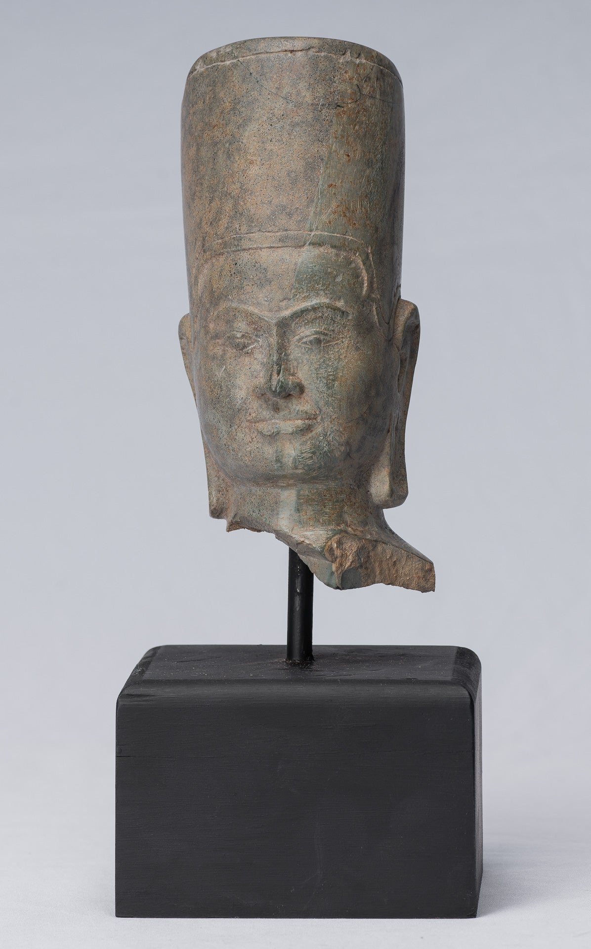 Antique Phnom Da Style Khmer Vishnu Head - Protettore e Conserver - 28 cm/11 "