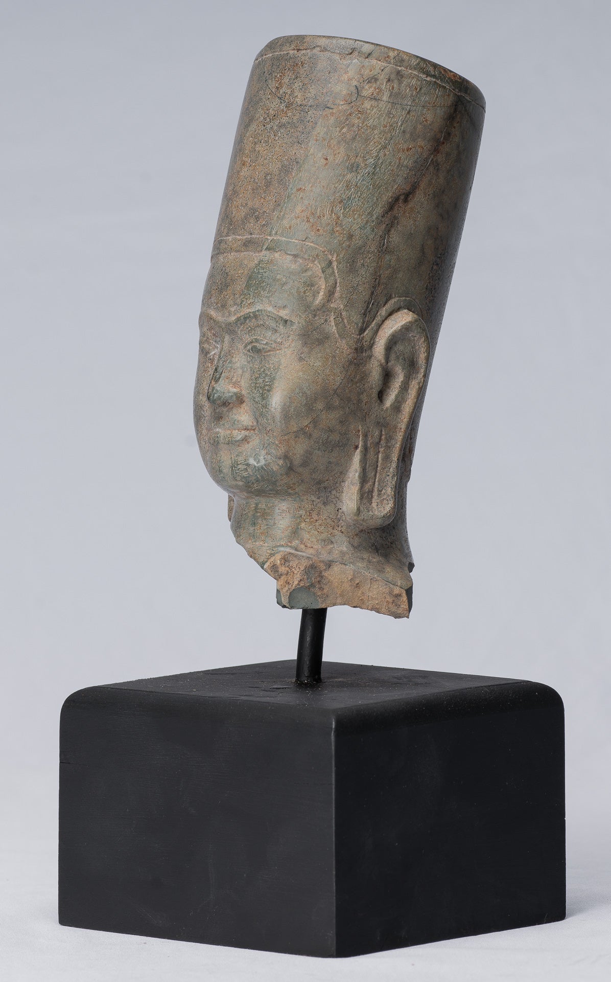 Antique Phnom Da Style Khmer Vishnu Head - Protettore e Conserver - 28 cm/11 "