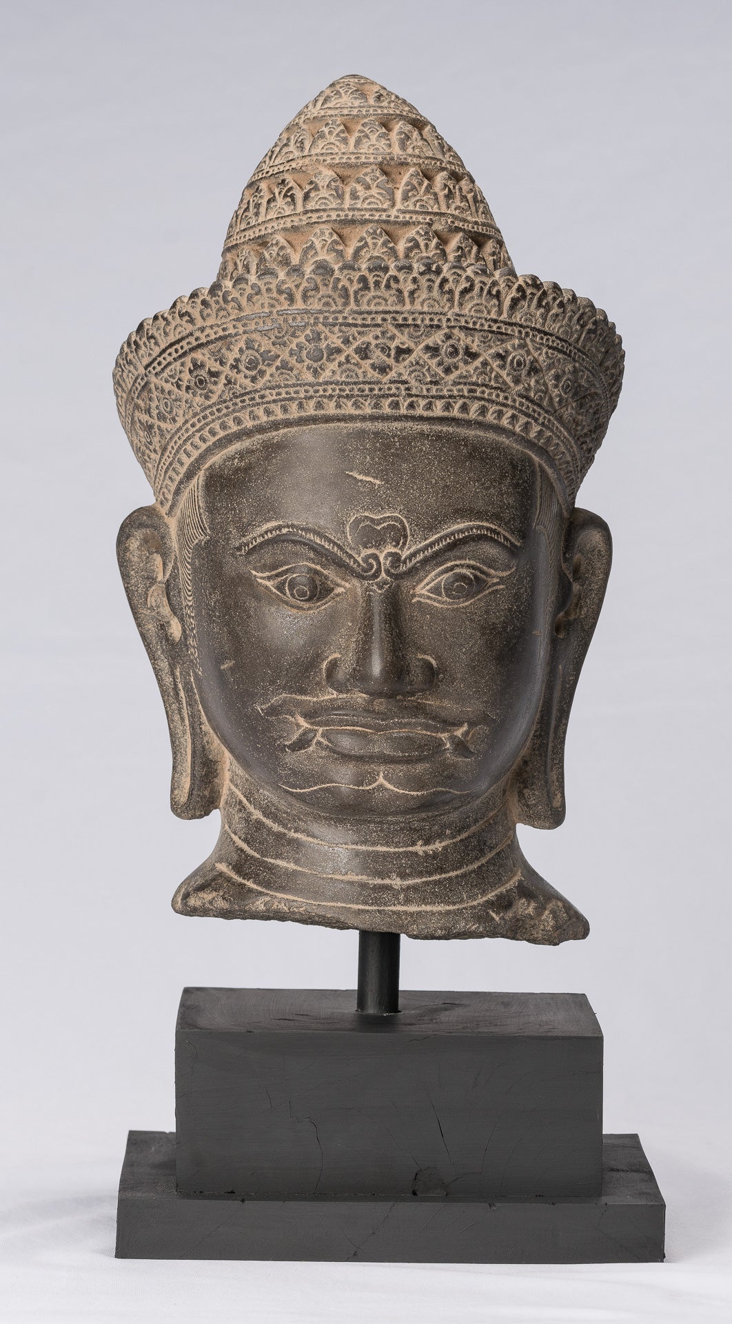 Guardian Statue - Antique Khmer Stone Banteay Srei Style Yaksha Temple Guardian - 43cm / 17"