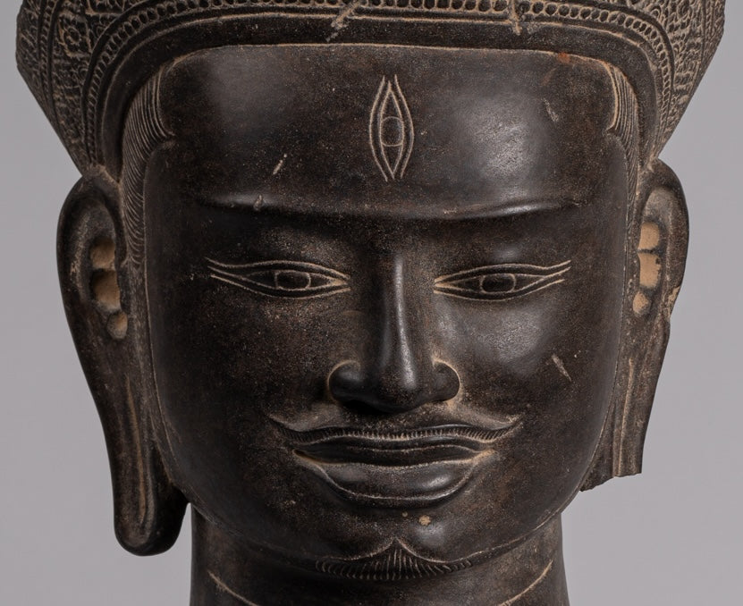 Antique Koh Ker Style Stone Bodhisattva Avalokitesvara Statue - 55cm/22"