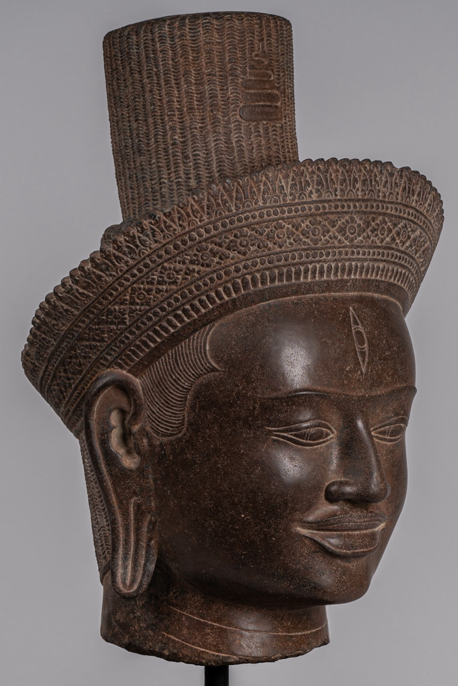 Estatua de Shiva - Estatua de cabeza de Stone Shiva de Khmer Stone de Khmer Stone - El destructor - 54cm/22 "