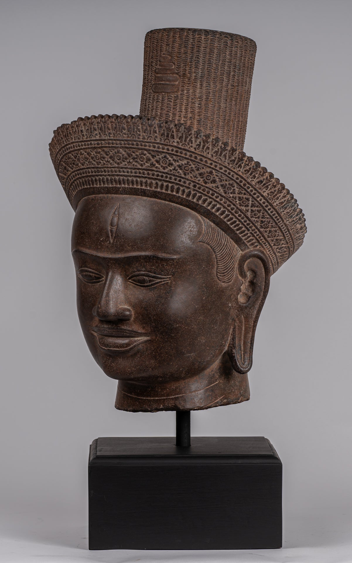 Estatua de Shiva - Estatua de cabeza de Stone Shiva de Khmer Stone de Khmer Stone - El destructor - 54cm/22 "