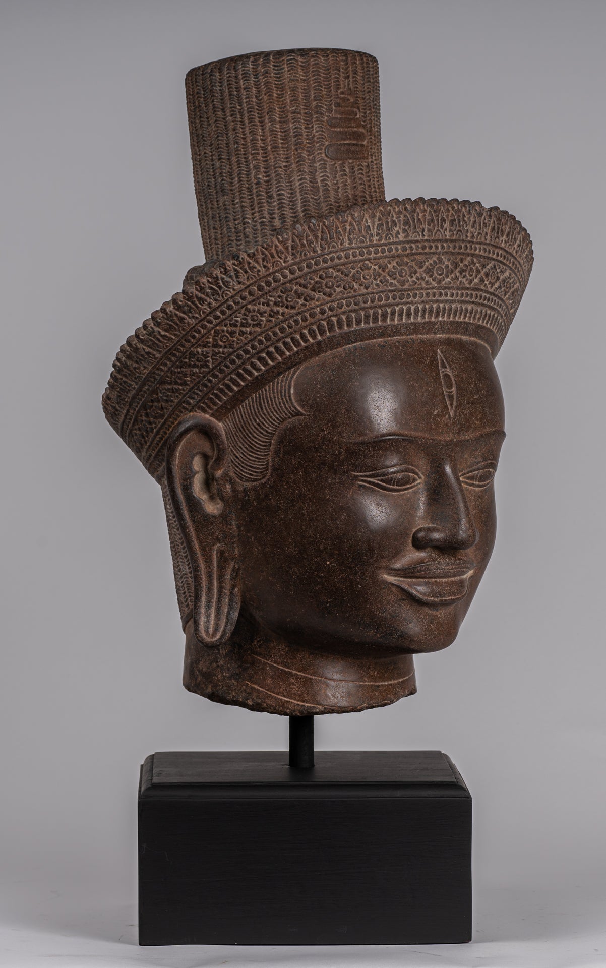 Estatua de Shiva - Estatua de cabeza de Stone Shiva de Khmer Stone de Khmer Stone - El destructor - 54cm/22 "