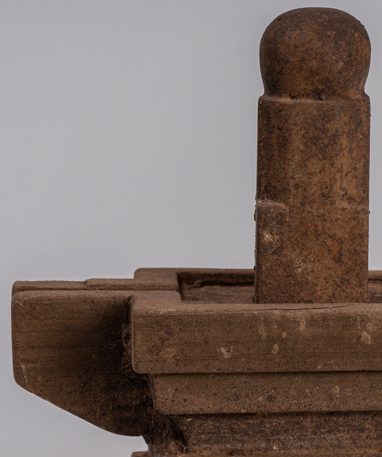 Linga Statue - Antique Khmer Style Two Piece Stone Linga / Lingnum & Yoni - 20cm/8"