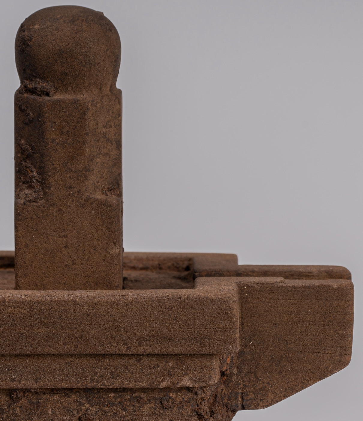 Linga Statue - Antique Khmer Style Two Piece Stone Linga / Lingnum & Yoni - 20cm/8"