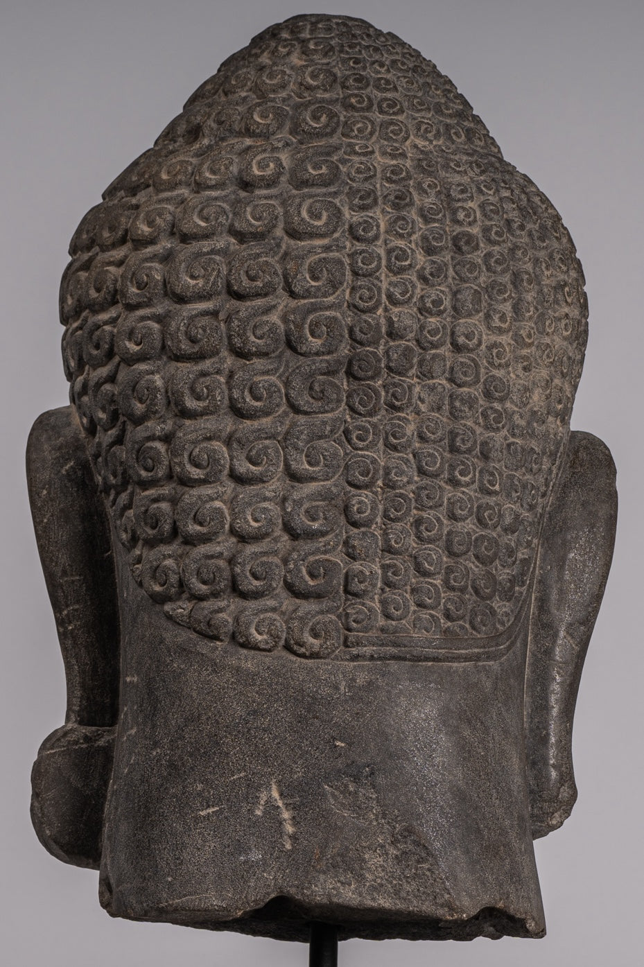 Shiva Statue - Antique Khmer Style Grey Stone Yaksha & Yakshaswaroop Shiva Head- 48cm/19 "