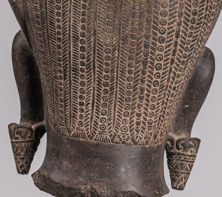 Ardhanarishvara Statue - Antique Baphuon Style Khmer Sandstone Standing Shiva Parvati Statue - 57cm/23"