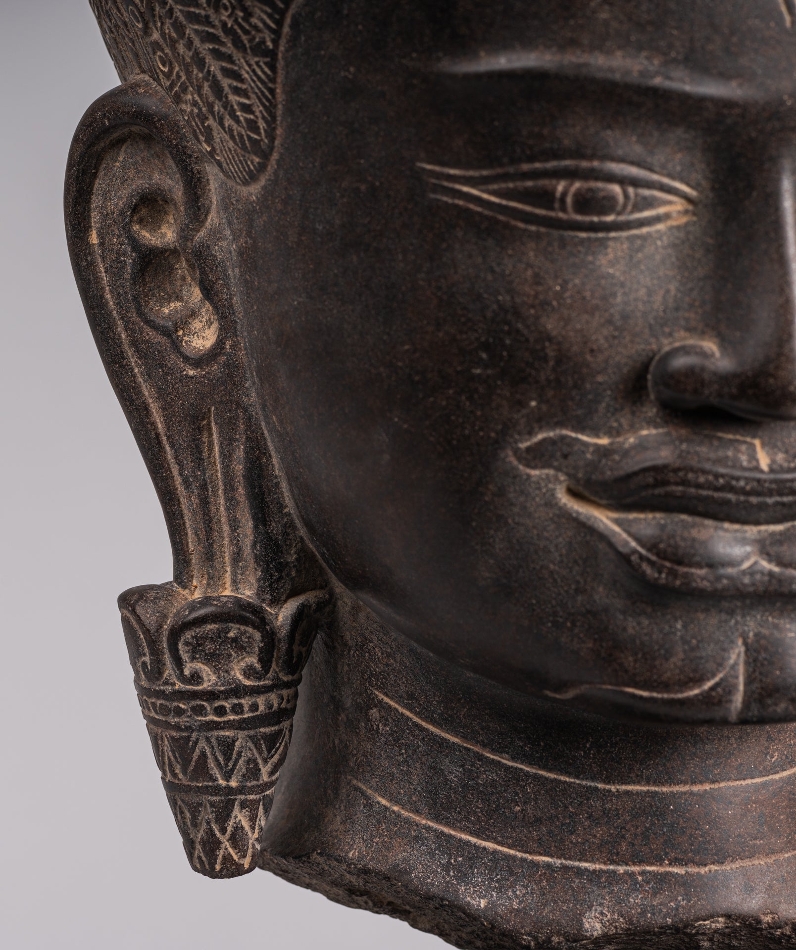 Ardhanarishvara Statue - Antique Baphuon Style Khmer Sandstone Standing Shiva Parvati Statue - 57cm/23"