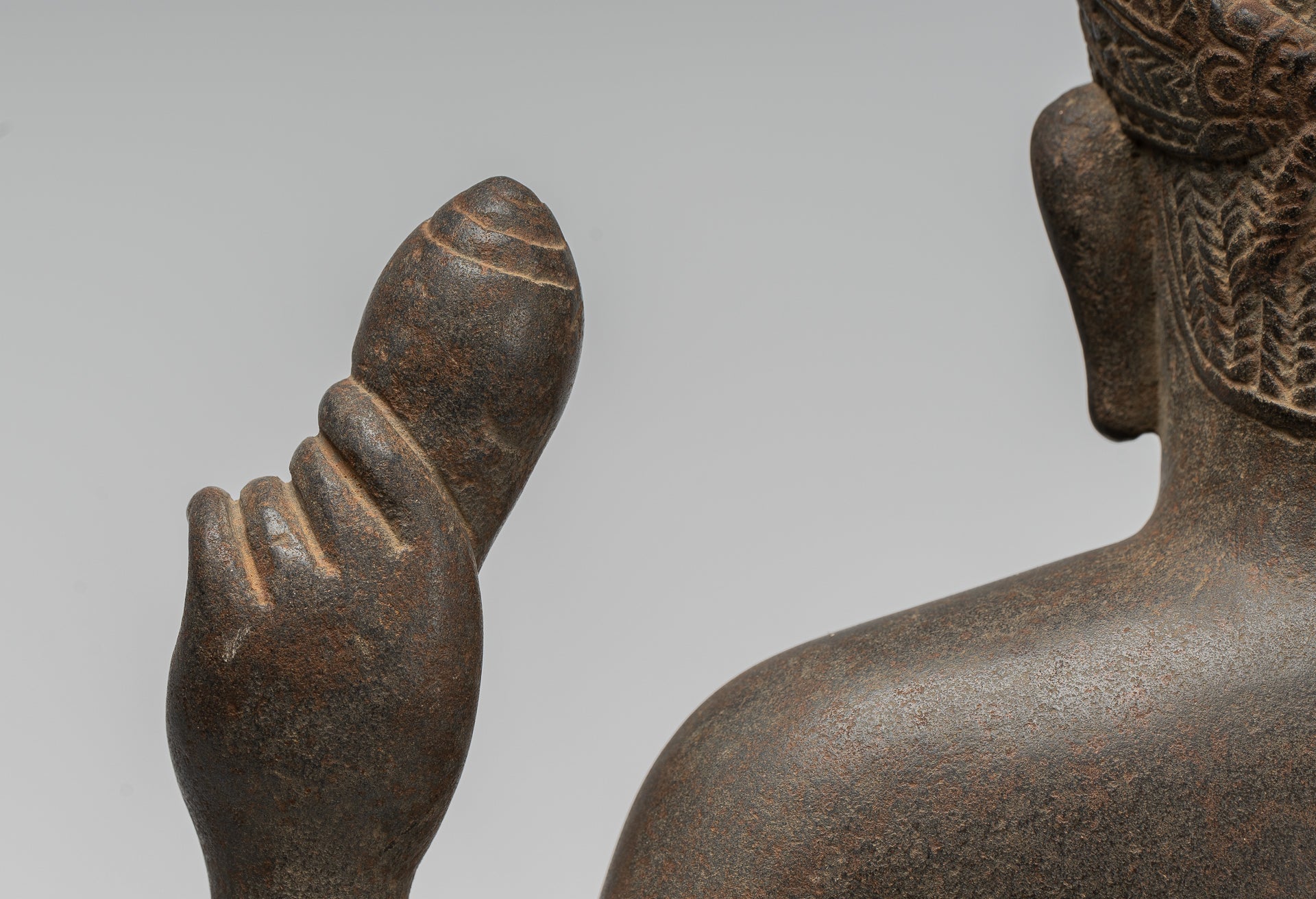 Vishnu - Antique Khmer Style Stone Koh Ker Standing Vishnu Statue - 52cm/21"