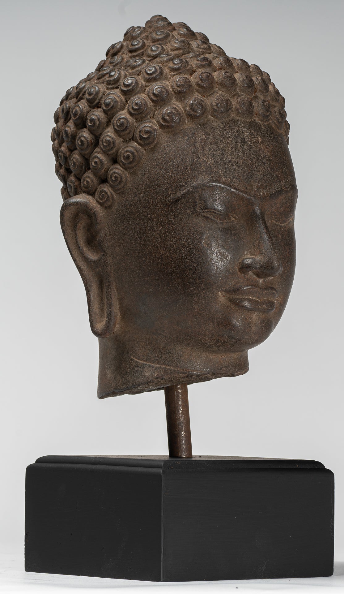 Buddha Statue - Antique Dvaravati Style Thai Stone Buddha Head Statue - 41cm/16"