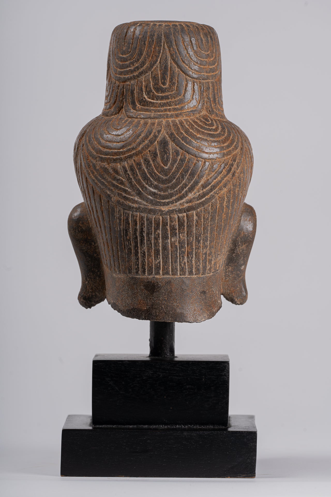 Lakshmi Statue - Antique Baphuon Style Stone Lakshmi / Devi Consort of Vishnu Head - 34cm/14"