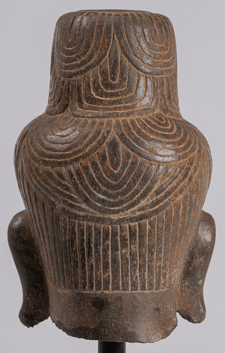 Lakshmi Statue - Antique Baphuon Style Stone Lakshmi / Devi Consort of Vishnu Head - 34cm/14"