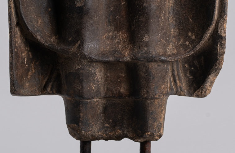 Buddha Statue - Antique Thai Style Standing Stone Dvaravati Buddha (probably) Statue - 58cm/23" Tall