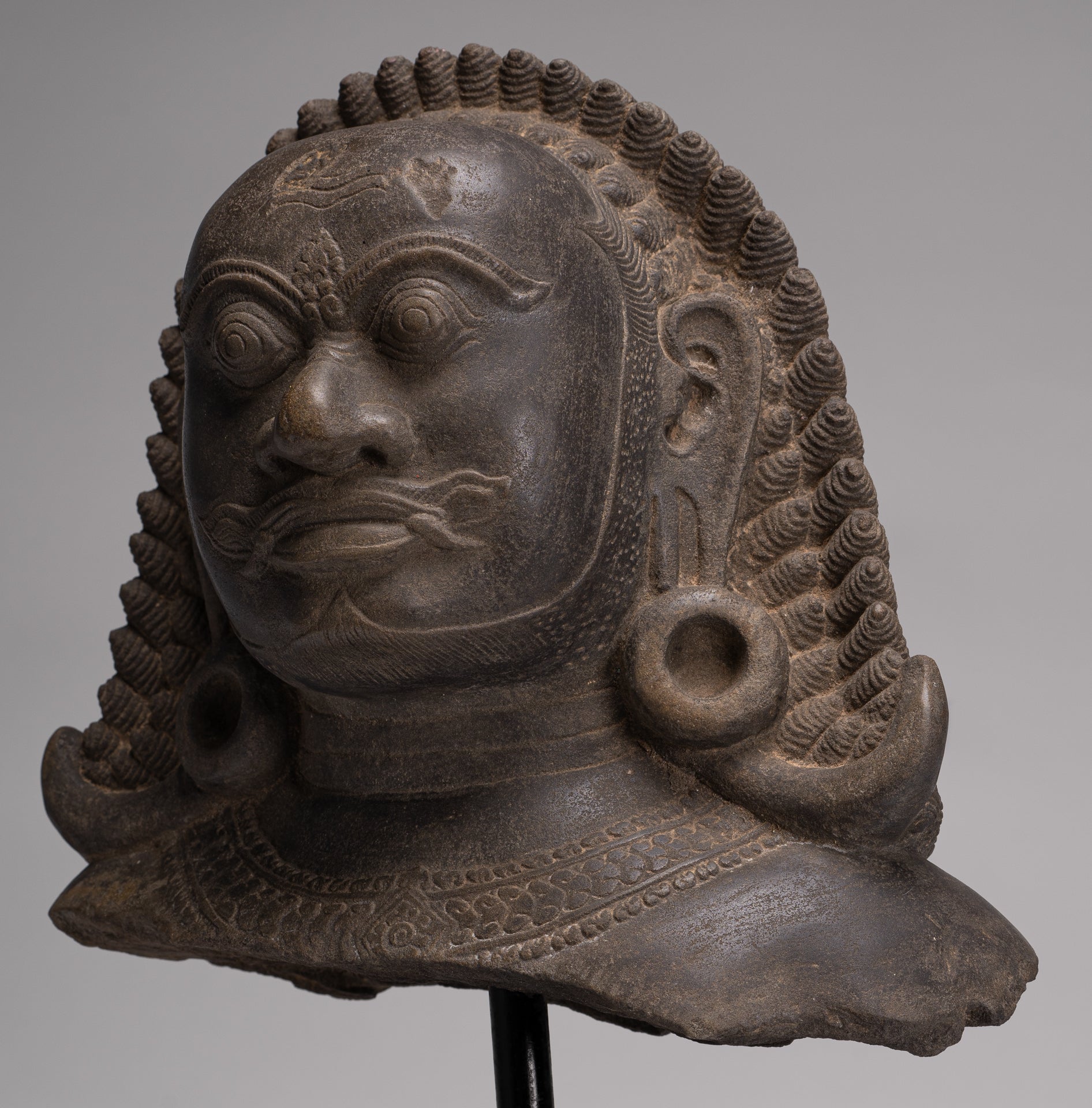 Guardian Statue - Antique Khmer Stone Angkor Wat Style Yaksha Temple Guardian - 42cm / 17"