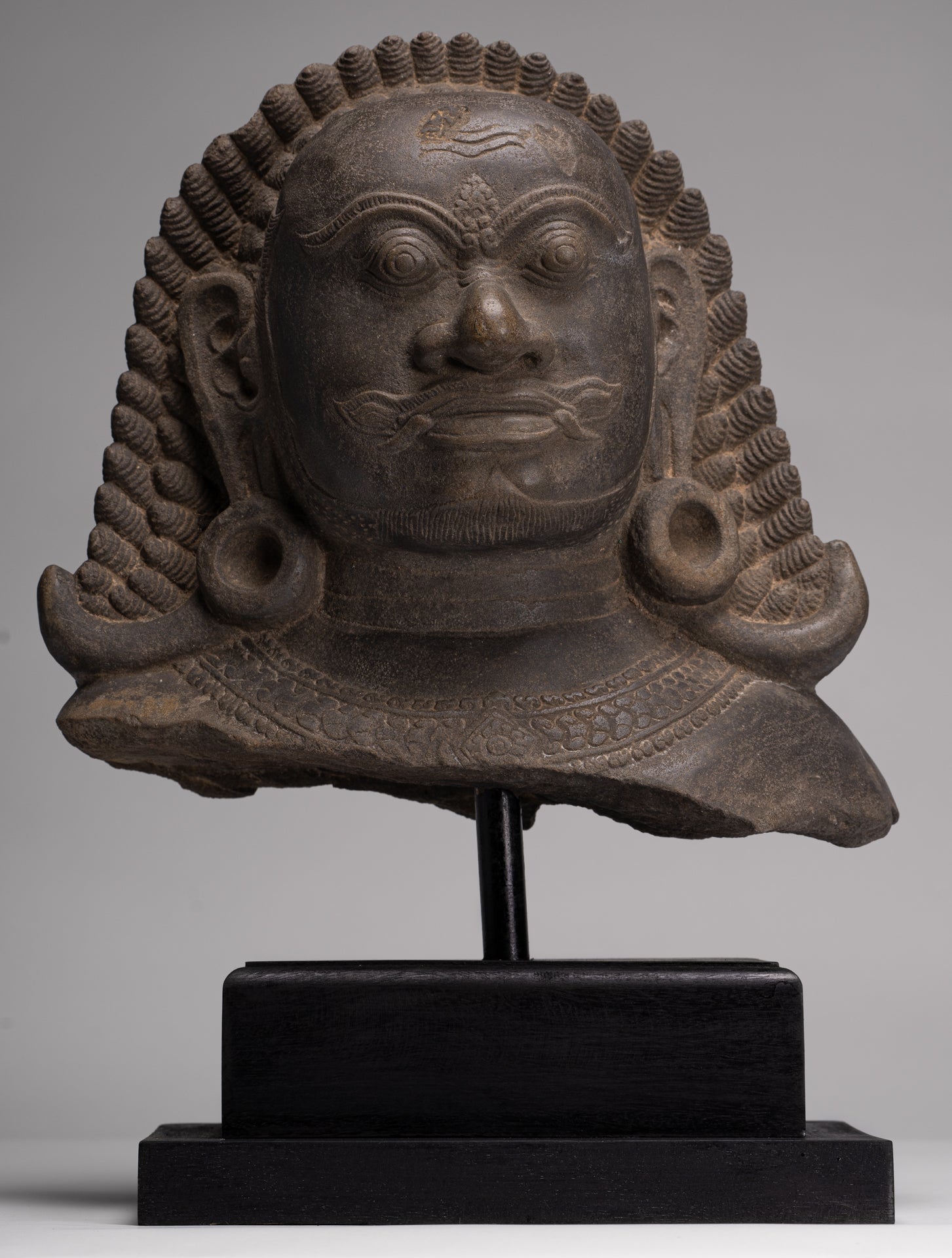 Guardian Statue - Antique Khmer Stone Angkor Wat Style Yaksha Temple Guardian - 42cm / 17"