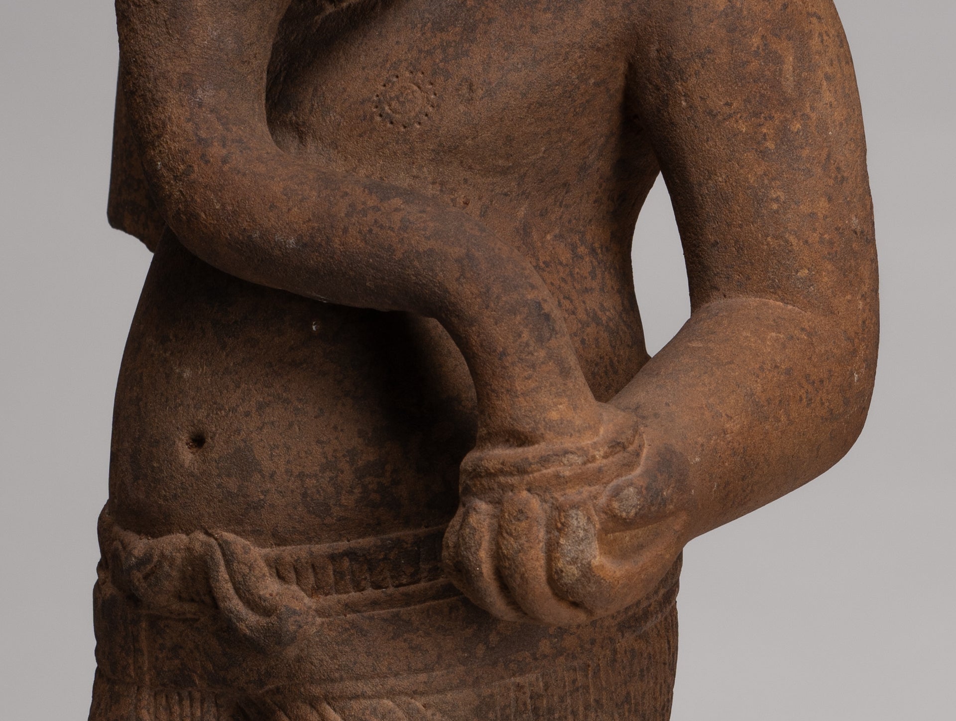 Ganesha Statue - Antique Khmer Style Stone Baphuon Mounted Ganesha Torso Statue - 66cm/26"