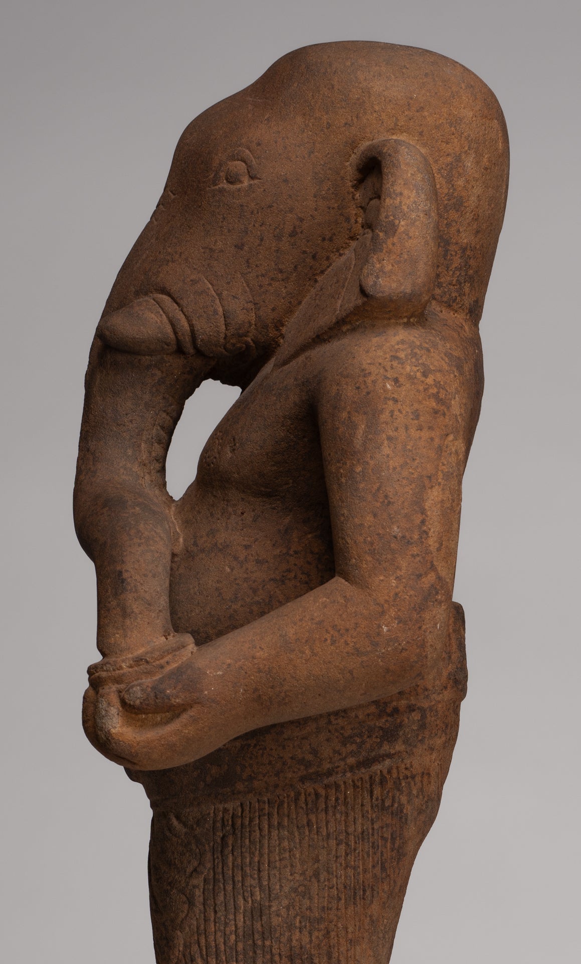 Ganesha Statue - Antique Khmer Style Stone Baphuon Mounted Ganesha Torso Statue - 66cm/26"