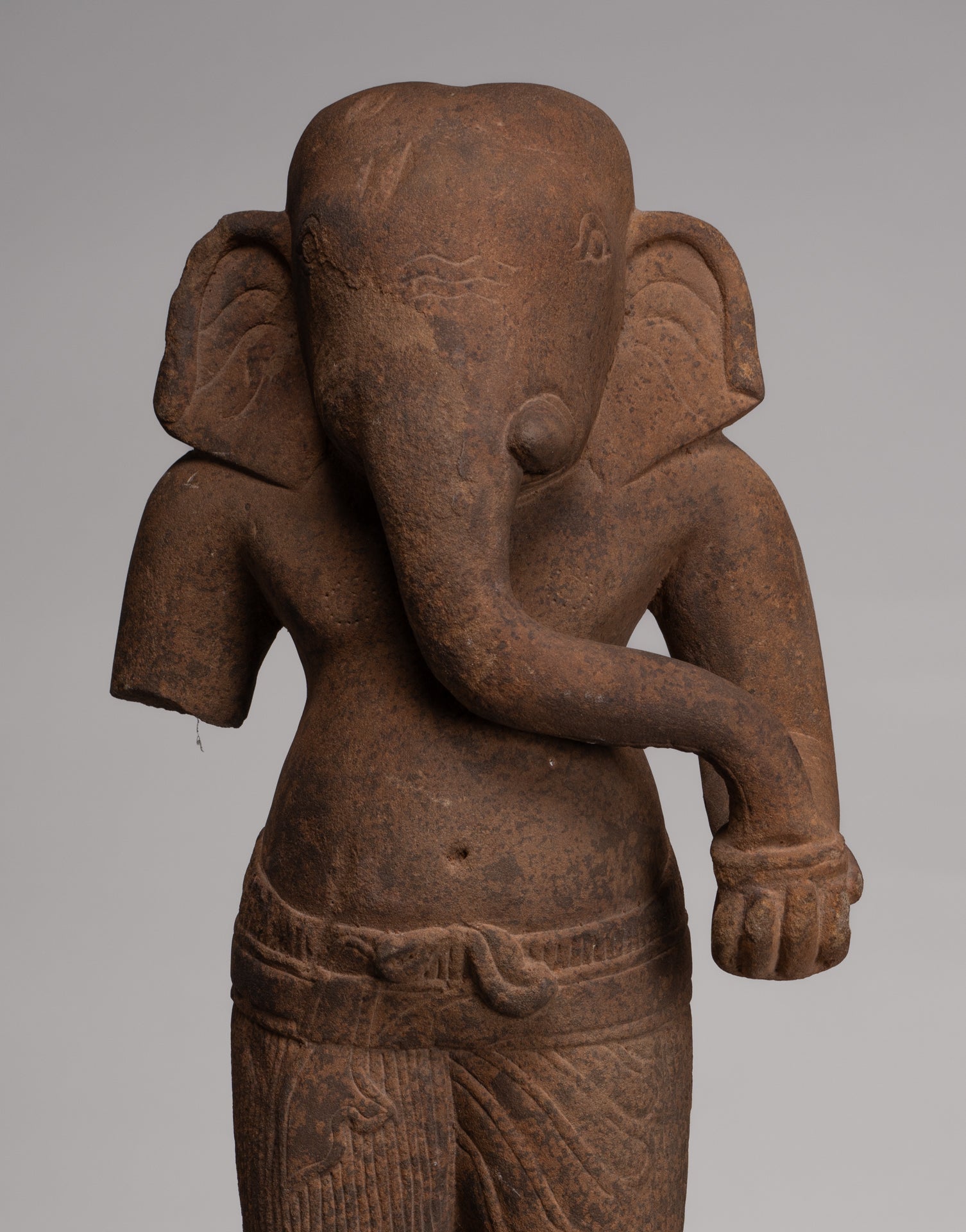 Ganesha Statue - Antique Khmer Style Stone Baphuon Mounted Ganesha Torso Statue - 66cm/26"