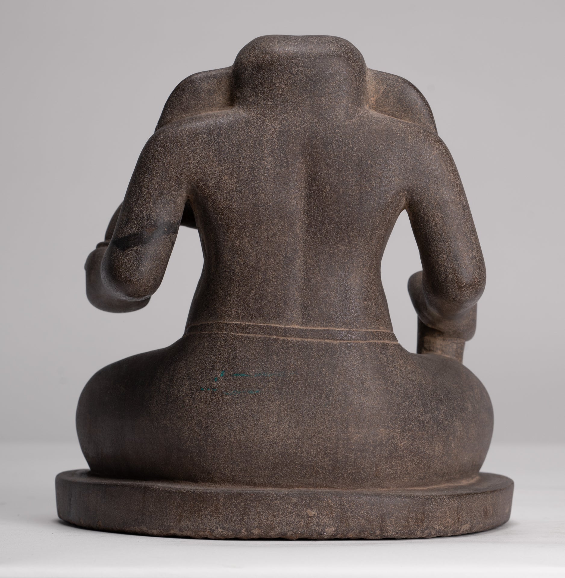 Antique Cham Style Vietnamese Seated Stone Ganesha Statue - 19cm/8"