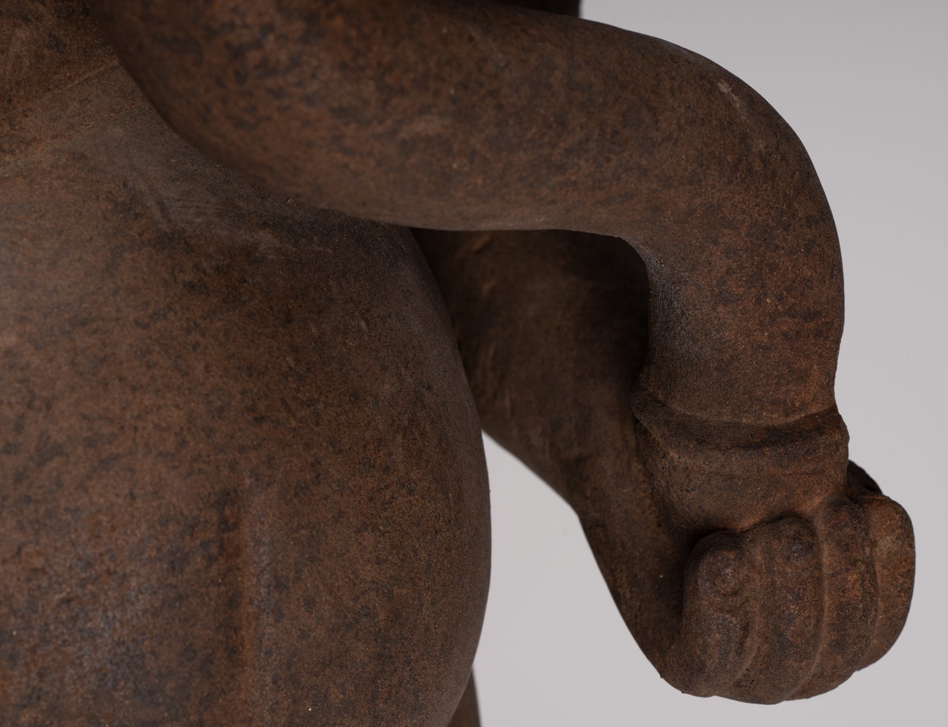 Ganesha Statue - Antique Vietnamese Style Stone Cham Mounted Ganesha Torso Statue - 70cm/28"