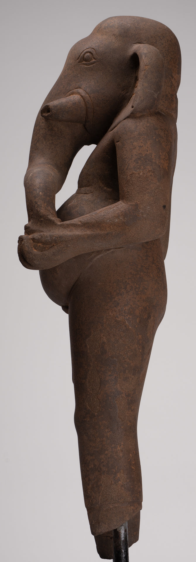 Ganesha Statue - Antique Vietnamese Style Stone Cham Mounted Ganesha Torso Statue - 70cm/28"